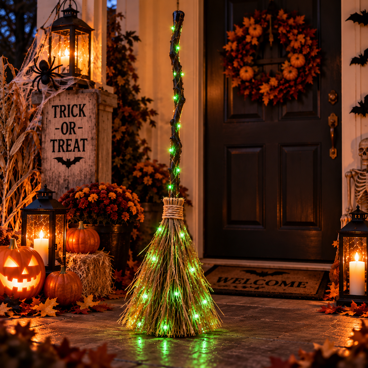 Halloween Glowing Witch Broom / Spooky Haunted House Decoration