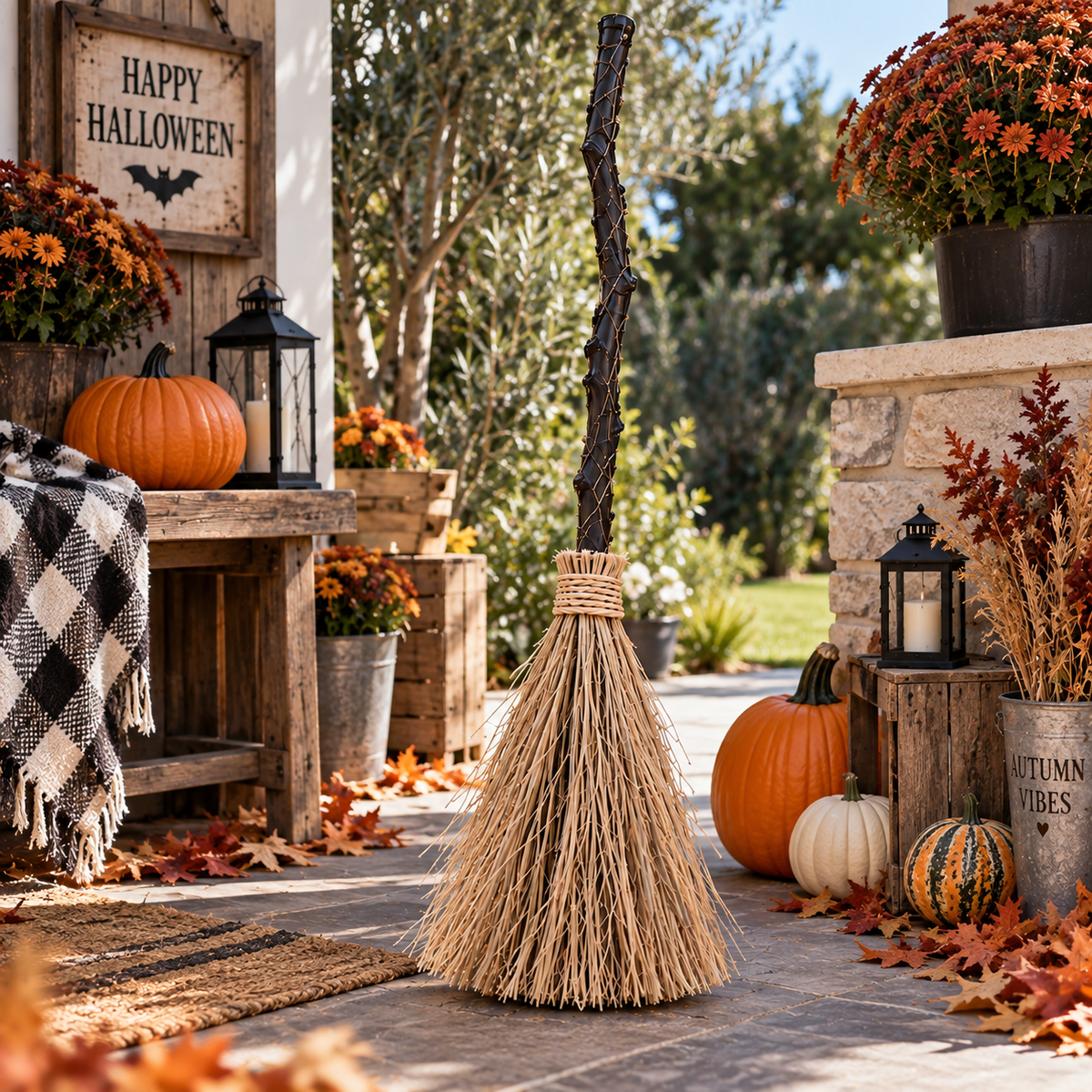 Halloween Glowing Witch Broom / Spooky Haunted House Decoration