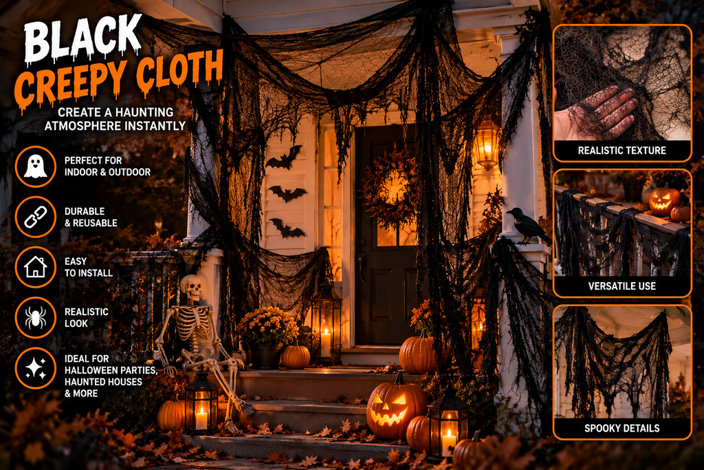 Black Creepy Gauze Halloween Decoration