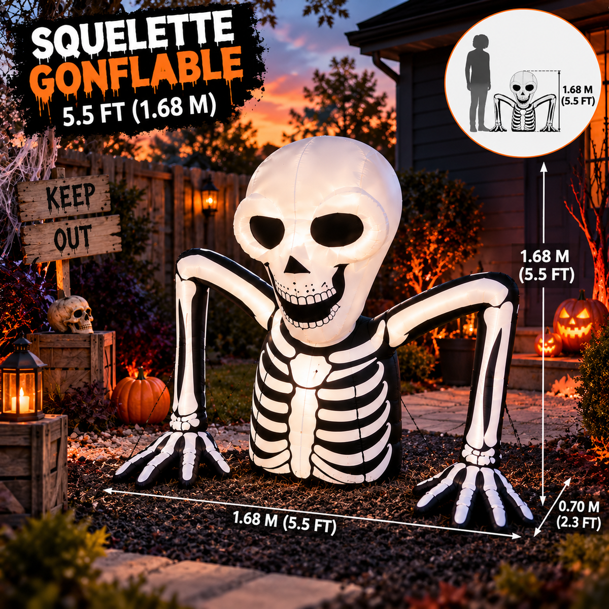 5.5 FT Ground Breaking Skeleton Halloween Inflatable