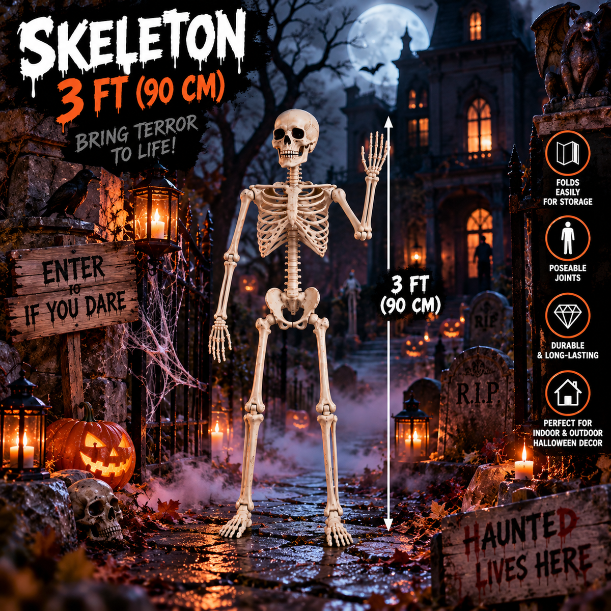 90CM Life-Size halloween Skeleton / Haunted House Decoration