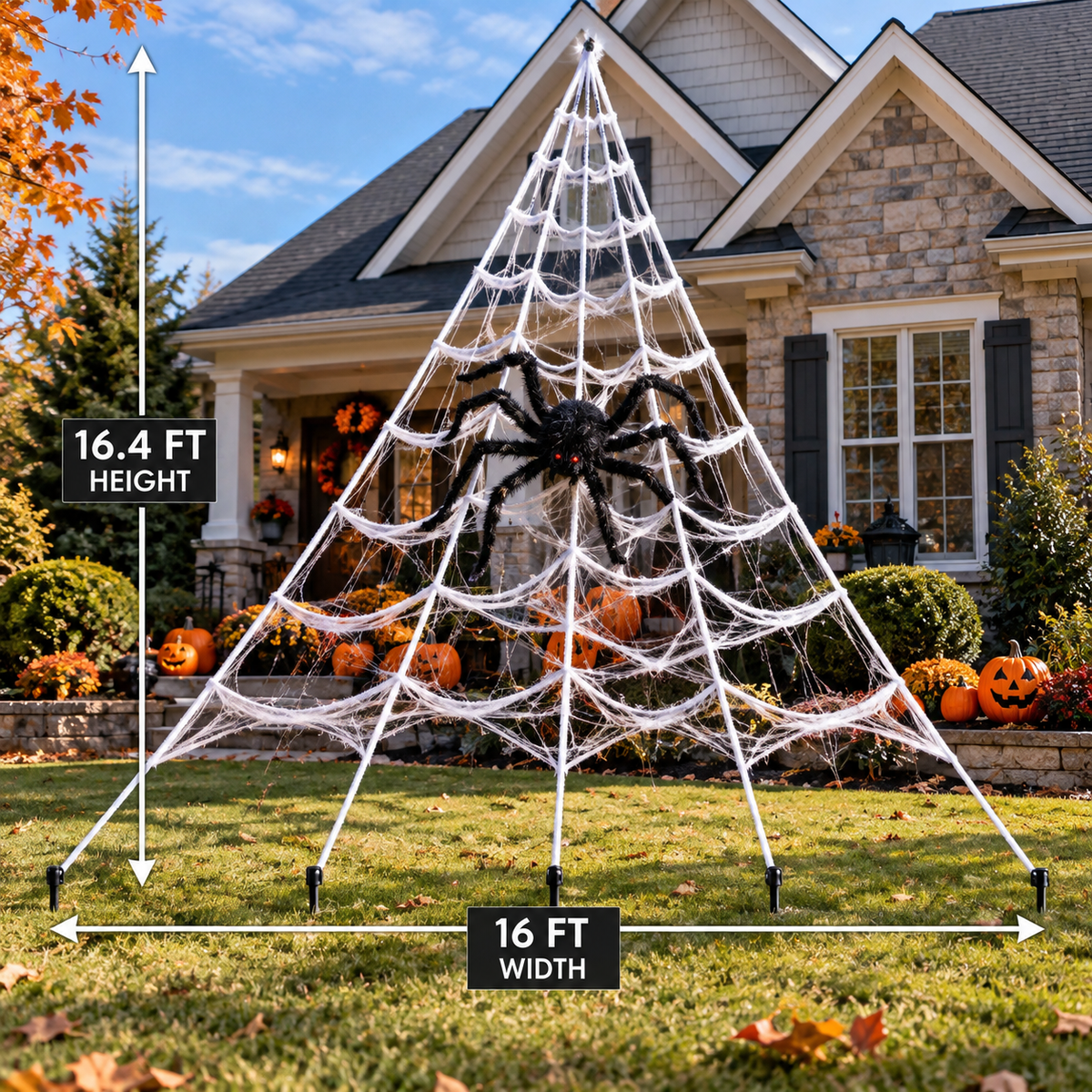 Giant Halloween Spider Web 16FT Haunted House Decoration