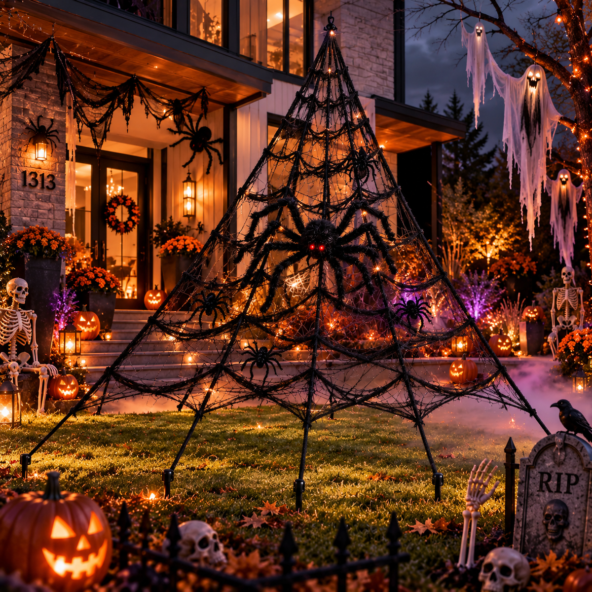 Giant Halloween Spider Web 16FT Haunted House Decoration
