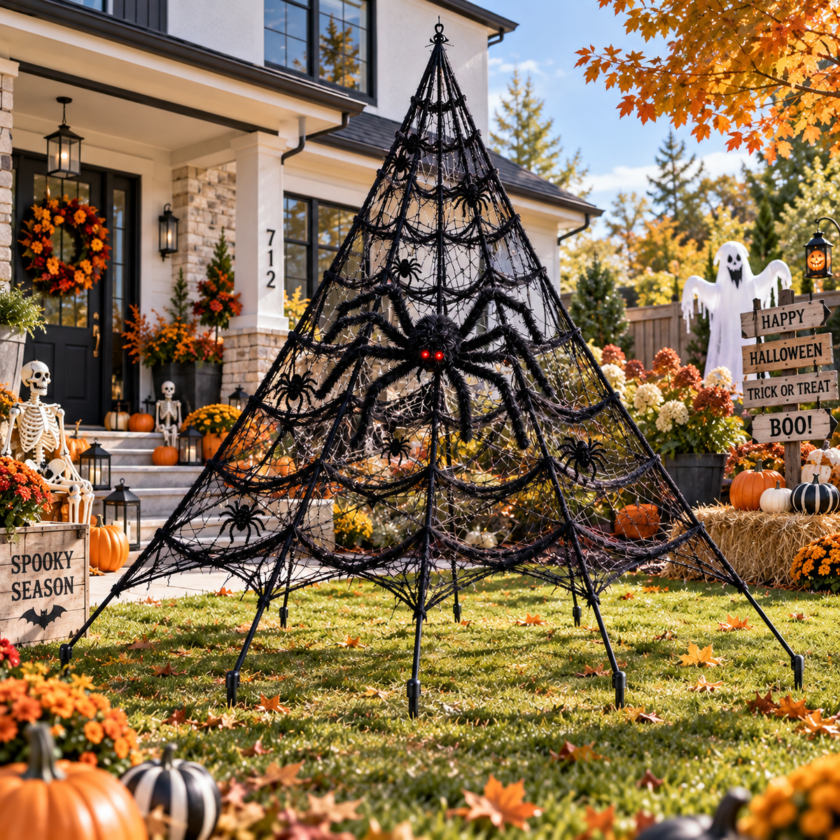 Giant Halloween Spider Web 16FT Haunted House Decoration