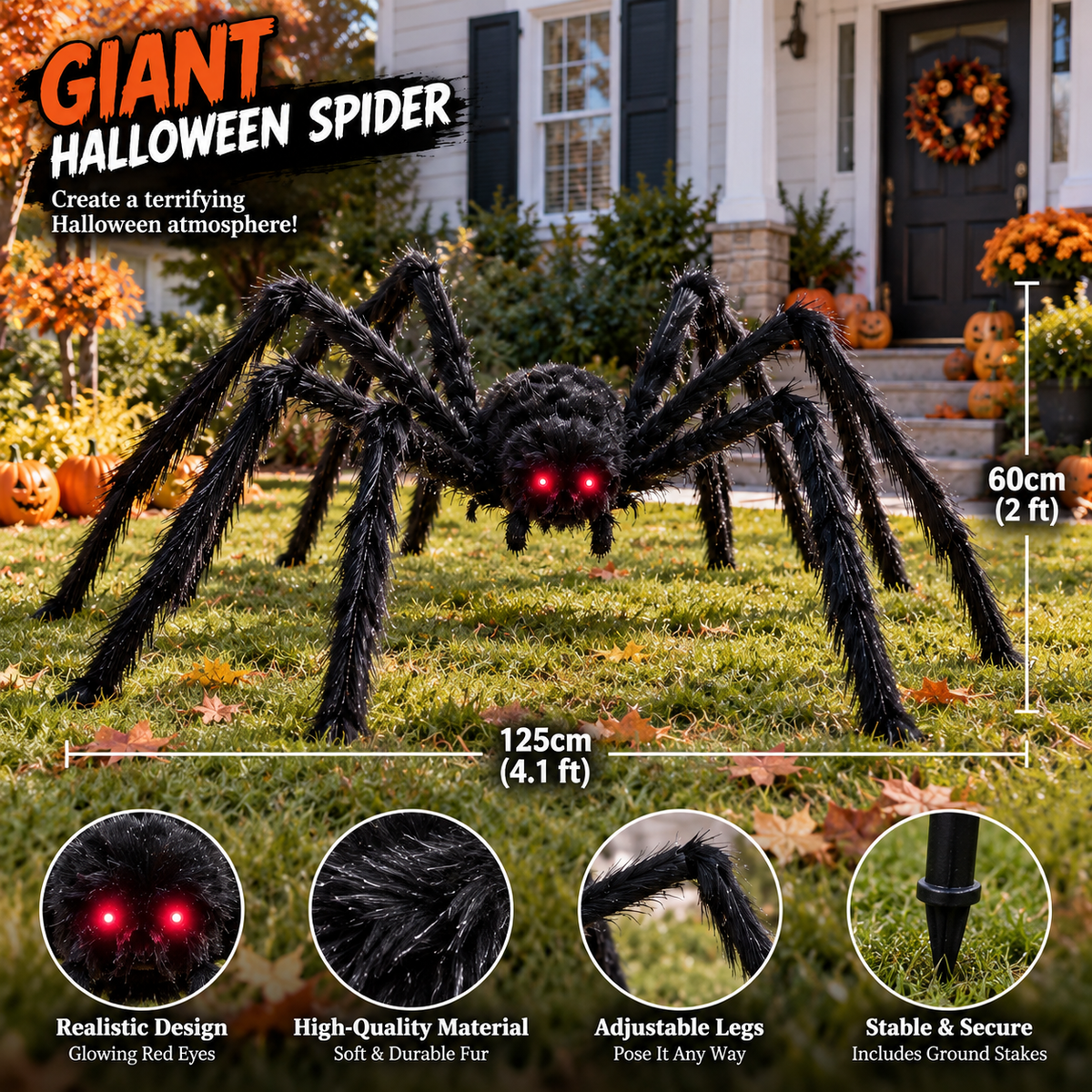 Giant Halloween Black Spider