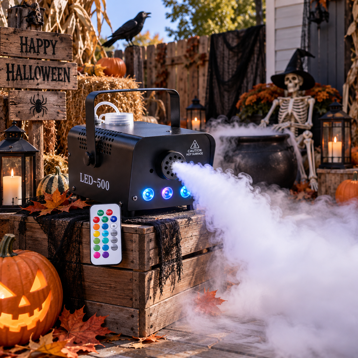 Halloween RGB Fog Machine 500W with Remote Control
