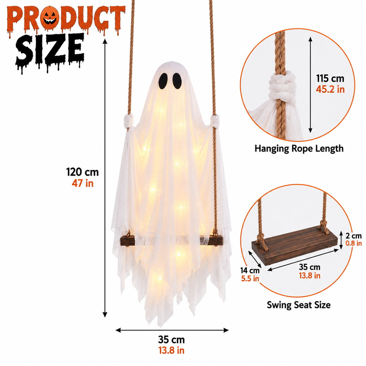 6FT Swinging Ghost Halloween Decoration