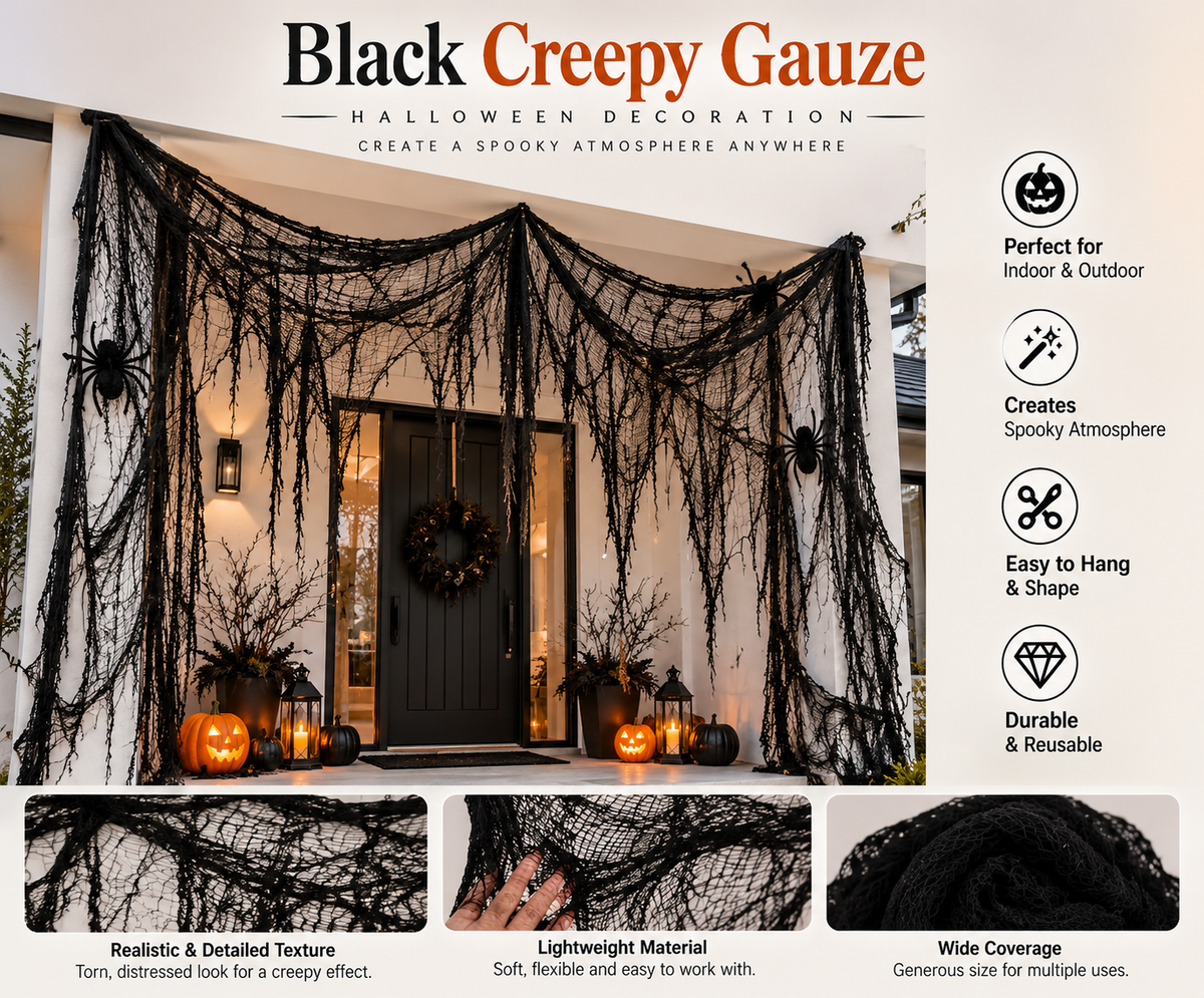 Black Creepy Gauze Halloween Decoration