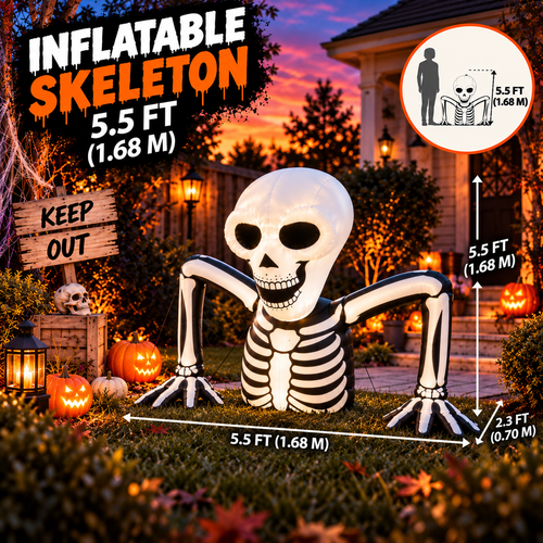 5FT Ground Breaking Skeleton Halloween Inflatable