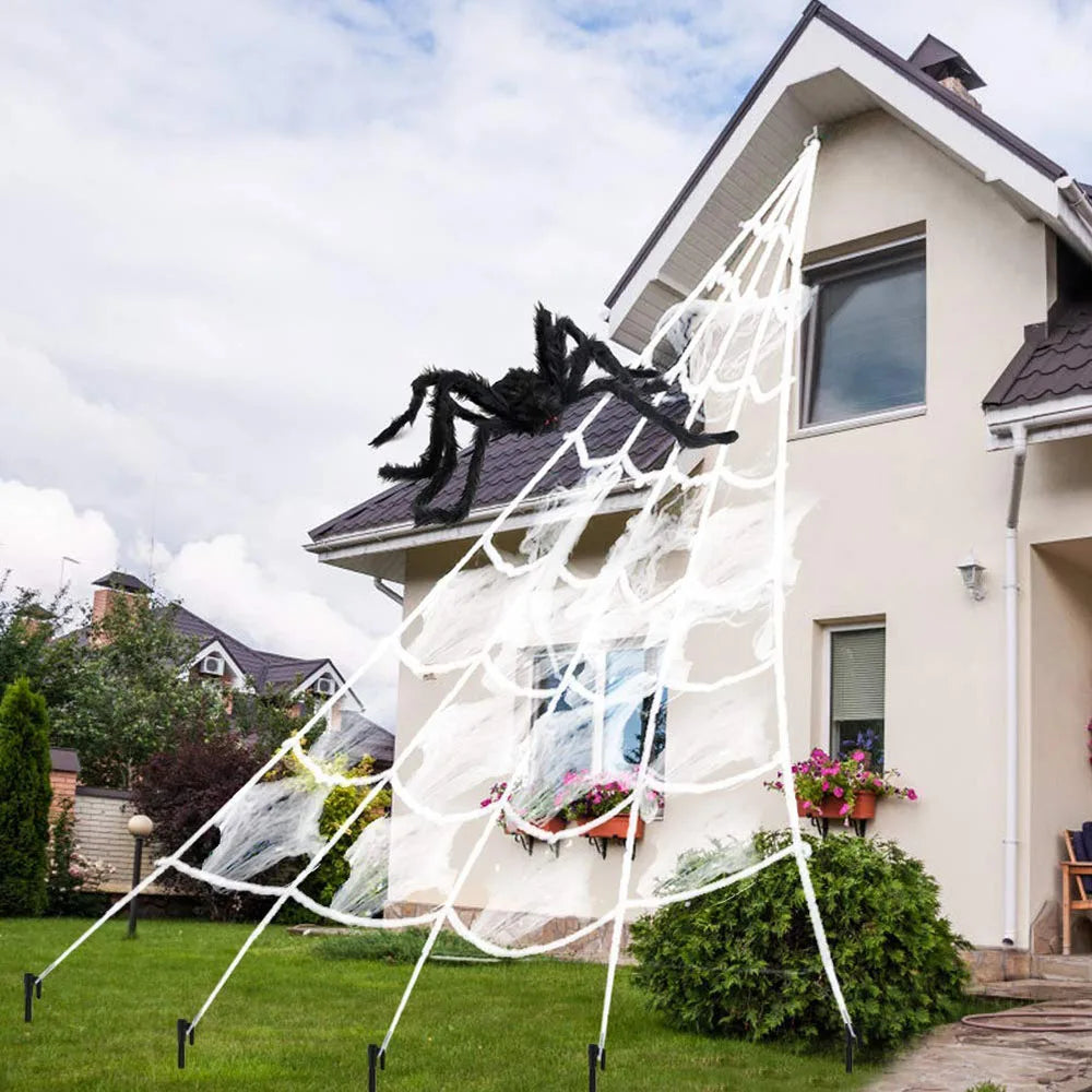 Giant Halloween Spider Web 16FT Haunted House Decoration