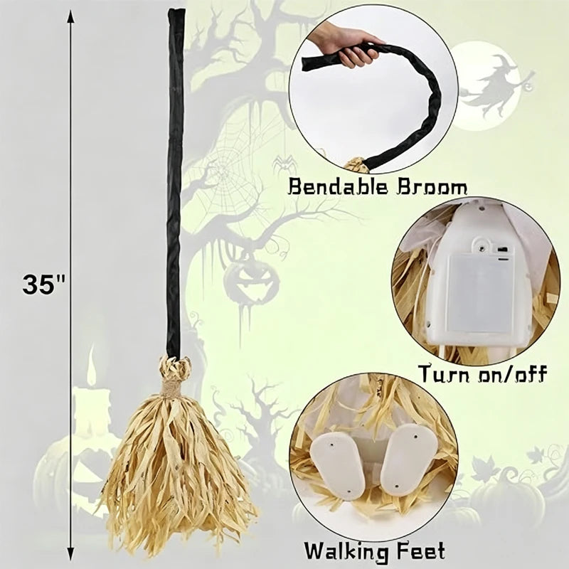 Halloween Glowing Witch Broom / Spooky Haunted House Decoration