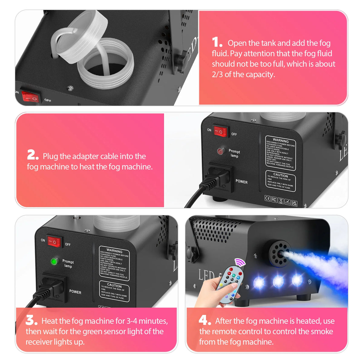 Halloween RGB Fog Machine 500W with Remote Control